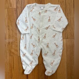 Kissy Kissy x Sophie la Girafe Cream Footed One-Piece with Giraffe Print